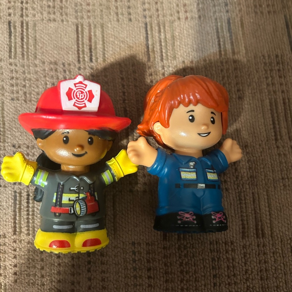 Fisher-Price Firefighter and Pilot Figure Duo - Red, Yellow, Blue, Orange